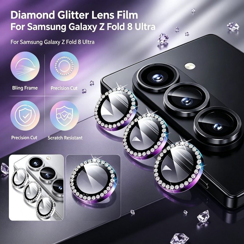 Tempered Glass Screen 9H - 3D Rhinestone Sparkling 9H Lens Tempered